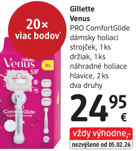 Gillette Venus Pro ComfortGlide dámsky holiaci strojček s náhradnými hlavicami, rôzne druhy