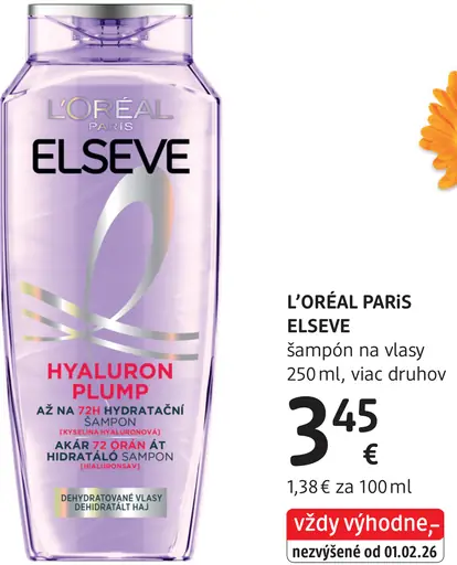 L’Oréal Paris Elseve Hyaluron Plump šampón na vlasy