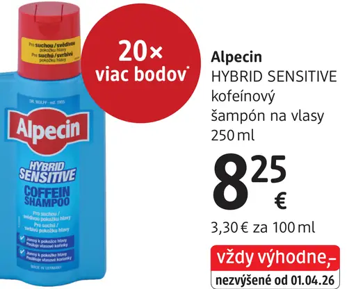 Alpecin Hybrid Sensitive kofeínový šampón na vlasy