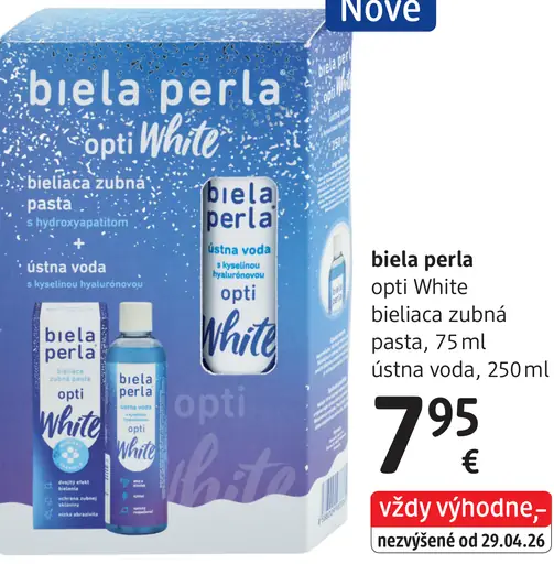 Biela perla opti White bieliaca zubná pasta a ústna voda