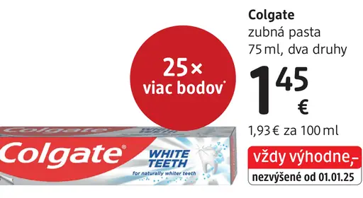 Colgate zubná pasta, vybrané druhy