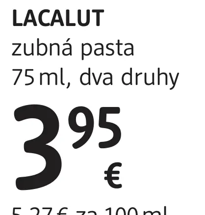 Lacalut zubná pasta rôzne druhy