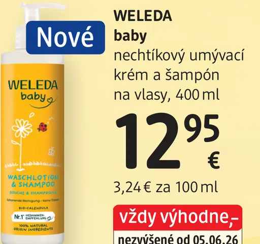 Weleda baby nechtíkový umývací krém a šampón na vlasy