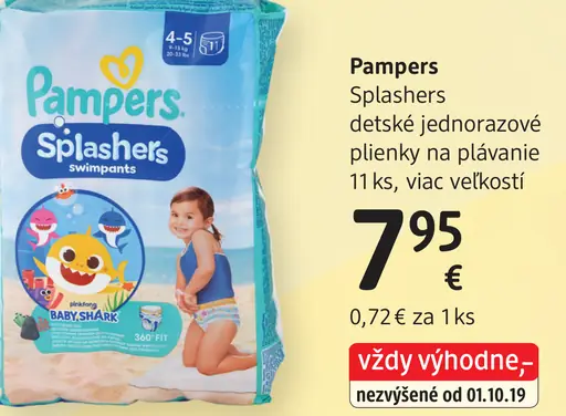 Pampers Splashers detské jednorazové plienky na plávanie