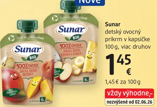Sunar detský ovocný príkrm v kapsičke
