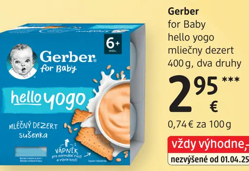Gerber for baby hello yogo mliečny dezert pre deti