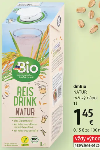 DmBio Reis Drink Natur ryžový nápoj