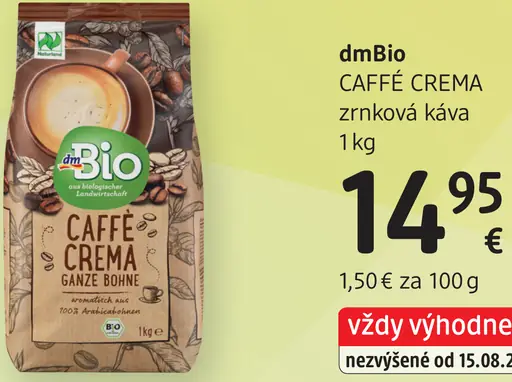 DmBio Caffè Crema zrnková káva