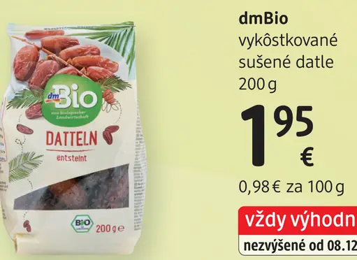 DmBio vykôstkované sušené datle