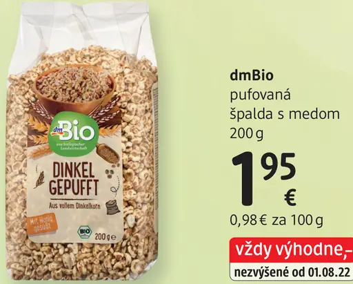DmBio pufovaná špalda s medom
