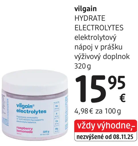 Vilgain Hydrate Electrolytes nápoj v prášku