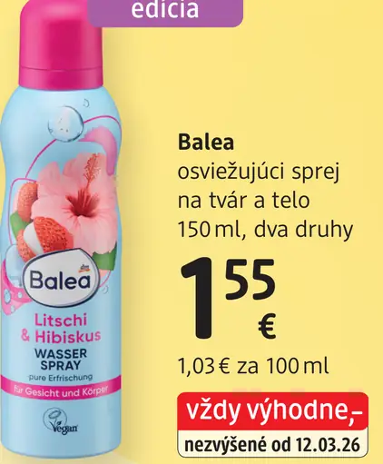 Balea osviežujúci sprej na tvár a telo, dva druhy
