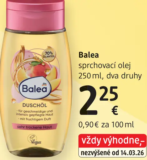 Balea sprchovací olej, dva druhy