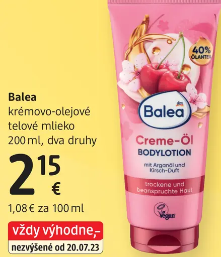 Balea krémovo-olejové telové mlieko