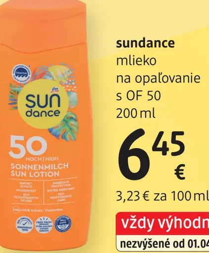 Sundance mlieko na opaľovanie SPF 50