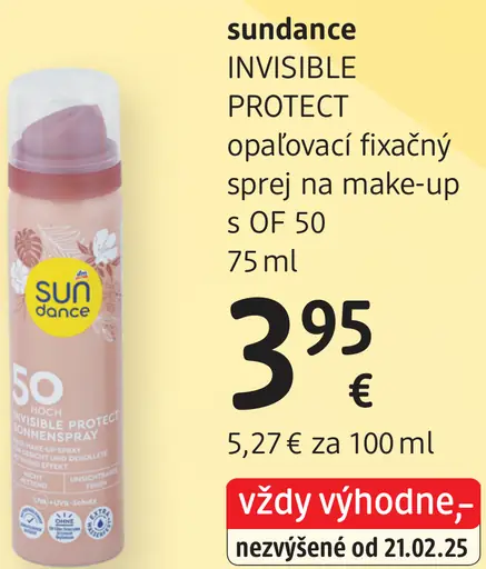 Sundance Invisible Protect opaľovací fixačný sprej na make-up SPF 50