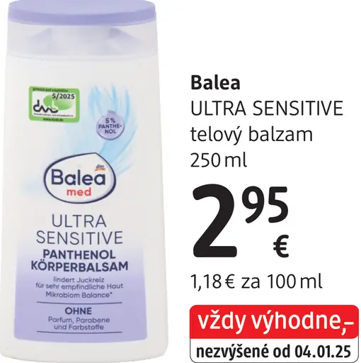 Balea med Ultra Sensitive Panthenol telový balzam