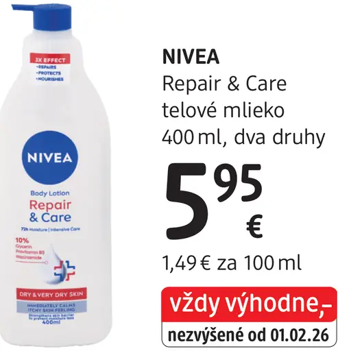Nivea Repair & Care telové mlieko