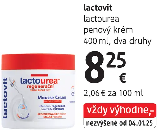 Lactovit lactourea spevňujúci penový krém