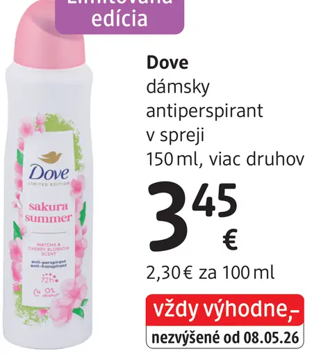Dove Sakura Summer dámsky antiperspirant v spreji, viac druhov