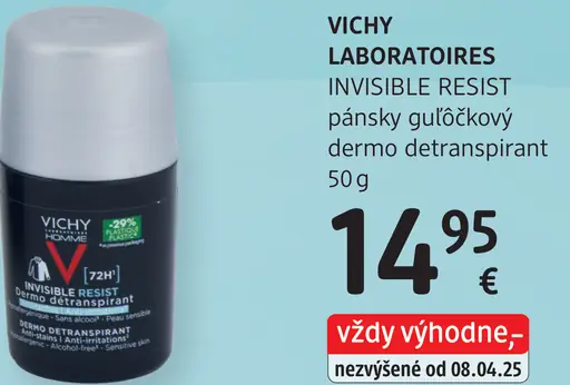 Vichy Laboratoires Invisible Resist pánsky guľôčkový antiperspirant