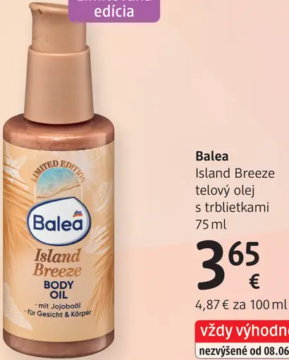 Balea Island Breeze telový olej s trblietkami