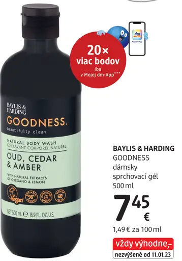 Baylis & Harding Goodness Oud, Cedar & Amber dámsky sprchovací gél