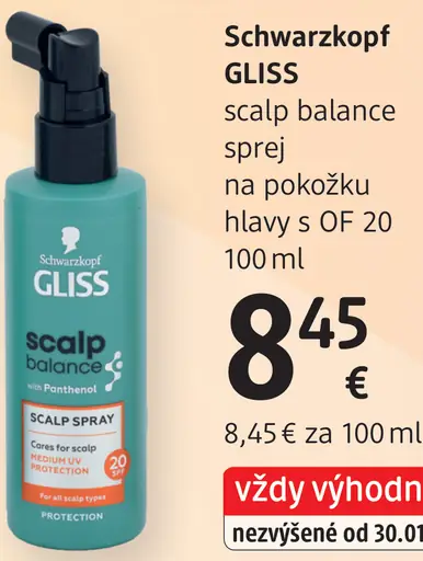 Schwarzkopf Gliss Scalp Balance scalp sprej na pokožku hlavy s OF 20