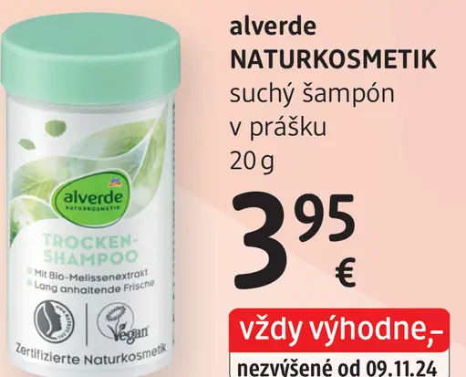 Alverde NATURKOSMETIK suchý šampón v prášku