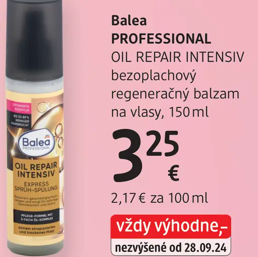 Balea Professional Oil Repair Intensiv bezoplachový regeneračný balzam na vlasy