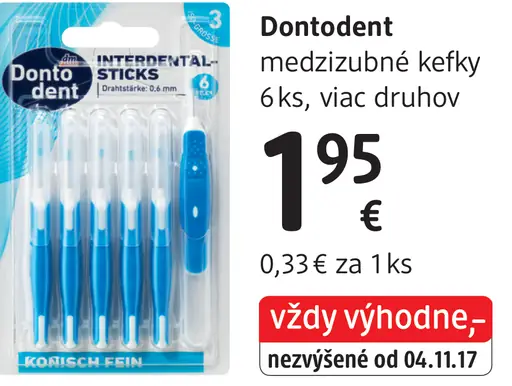 Dontodent medzizubné kefky, viac druhov