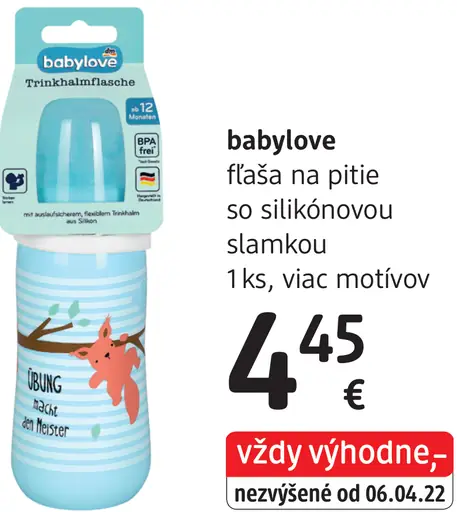 Babylove detská fľaša na pitie so silikónovou slamkou
