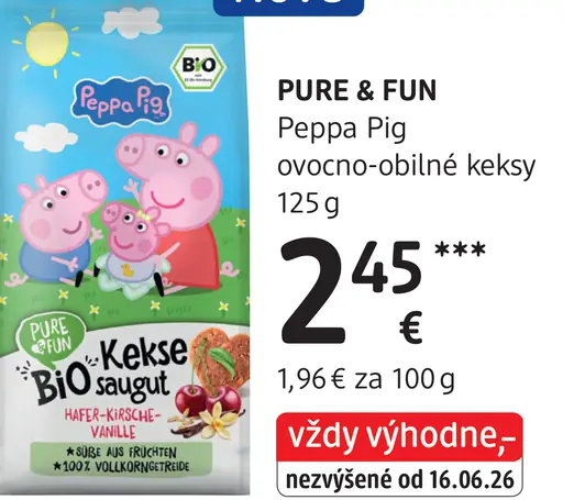 PURE & FUN Peppa Pig ovocno-obilné bio keksíky