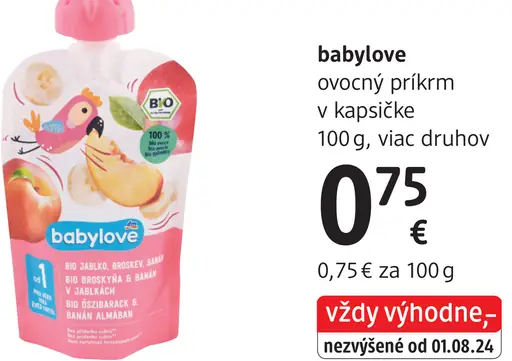 Babylove detský ovocný príkrm v kapsičke