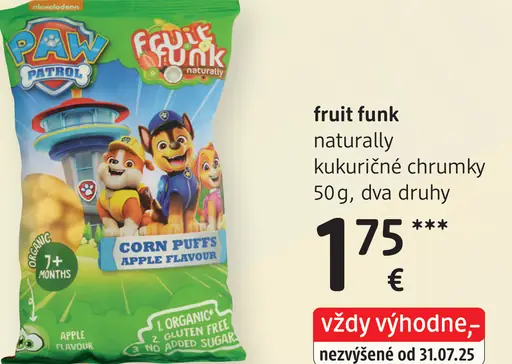 Fruit funk naturally kukuričné chrumky PAW PATROL