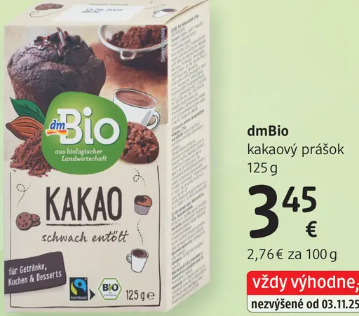 DmBio kakaový prášok