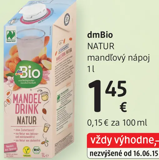 DmBio NATUR mandľový nápoj