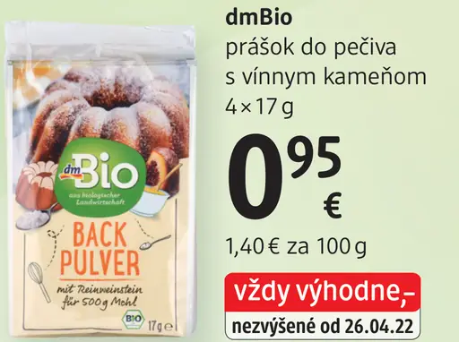 DmBio prášok do pečiva s vínnym kameňom