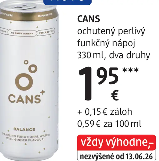 CANS ochutený perlivý funkčný nápoj