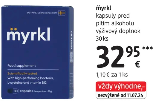 Myrkl kapsuly pred pitím alkoholu, výživový doplnok