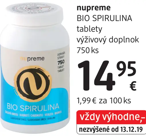 Nupreme Bio Spirulina tablety výživový doplnok