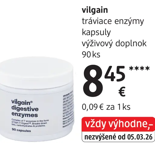 Vilgain tráviace enzýmy kapsuly, výživový doplnok