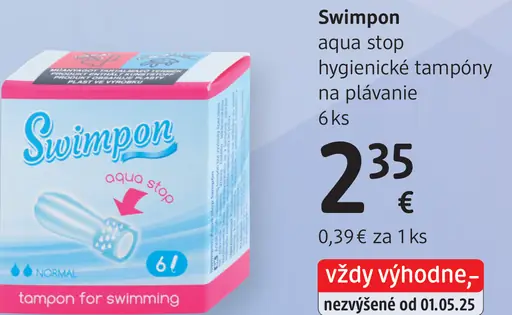 Swimpon aqua stop hygienické tampóny na plávanie