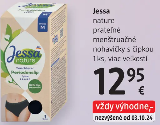 Jessa nature prateľné menštruačné nohavičky s čipkou