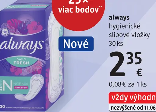 Always hygienické slipové vložky Daily Fresh Normal
