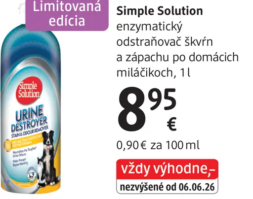 Simple Solution enzymatický odstraňovač škvŕn a zápachu po domácich miláčikoch