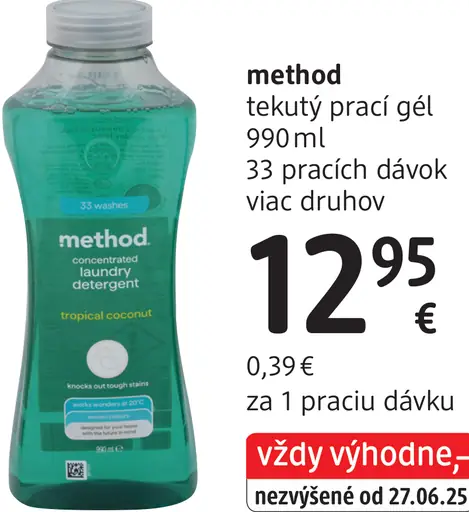 Method tekutý prací gél, viac druhov