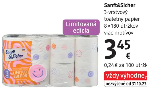 Sanft&Sicher CLASSIC 3-vrstvový toaletný papier