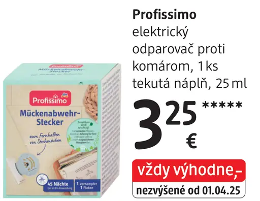 Profissimo elektrický odparovač proti komárom, tekutá náplň