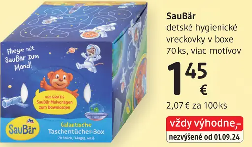 SauBär detské hygienické vreckovky v boxe